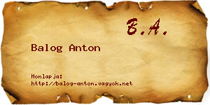 Balog Anton névjegykártya