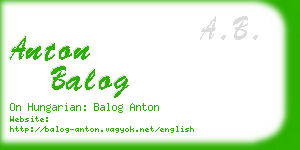 anton balog business card